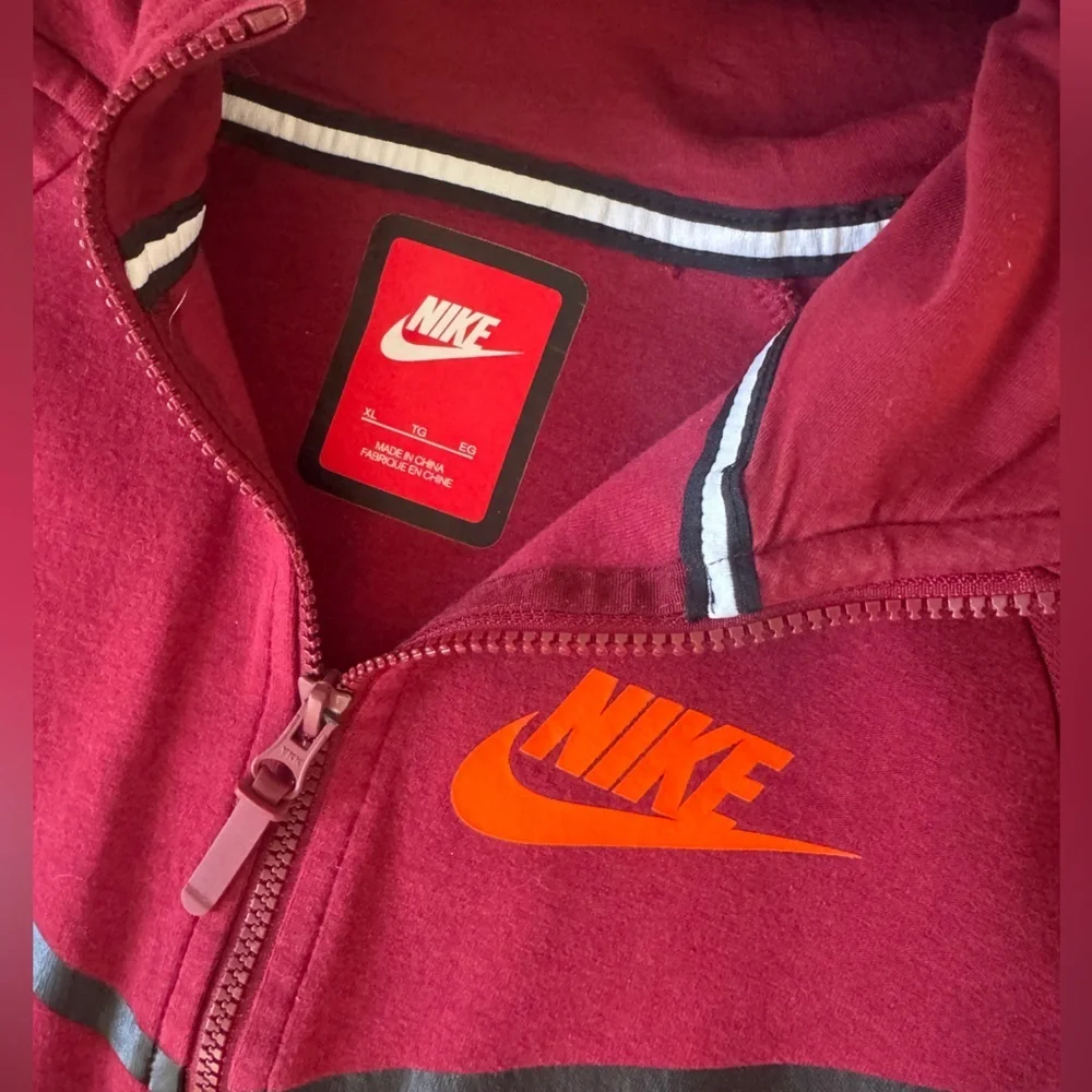 Youth Nike Tech Team Red/Total Orange Zip up hoodie - Boys XL - Picture 4 of 10